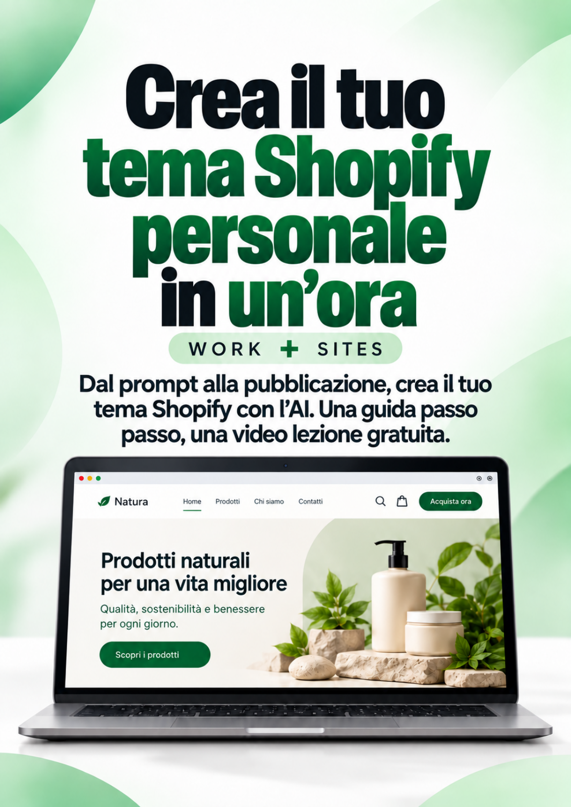 Copertina originale della guida Crea il tuo tema Shopify personale in un’ora, Work + Sites